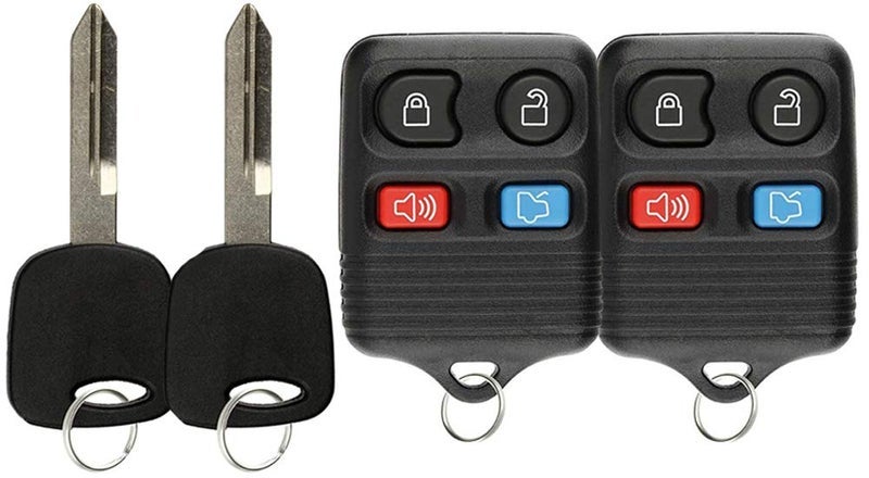 Keyless Entry Remote Fob Uncut Car Ignition Key for Ford Mustang Excursion Expedition Explorer Taurus Lincoln Navigator Town Car (Pack of 2)